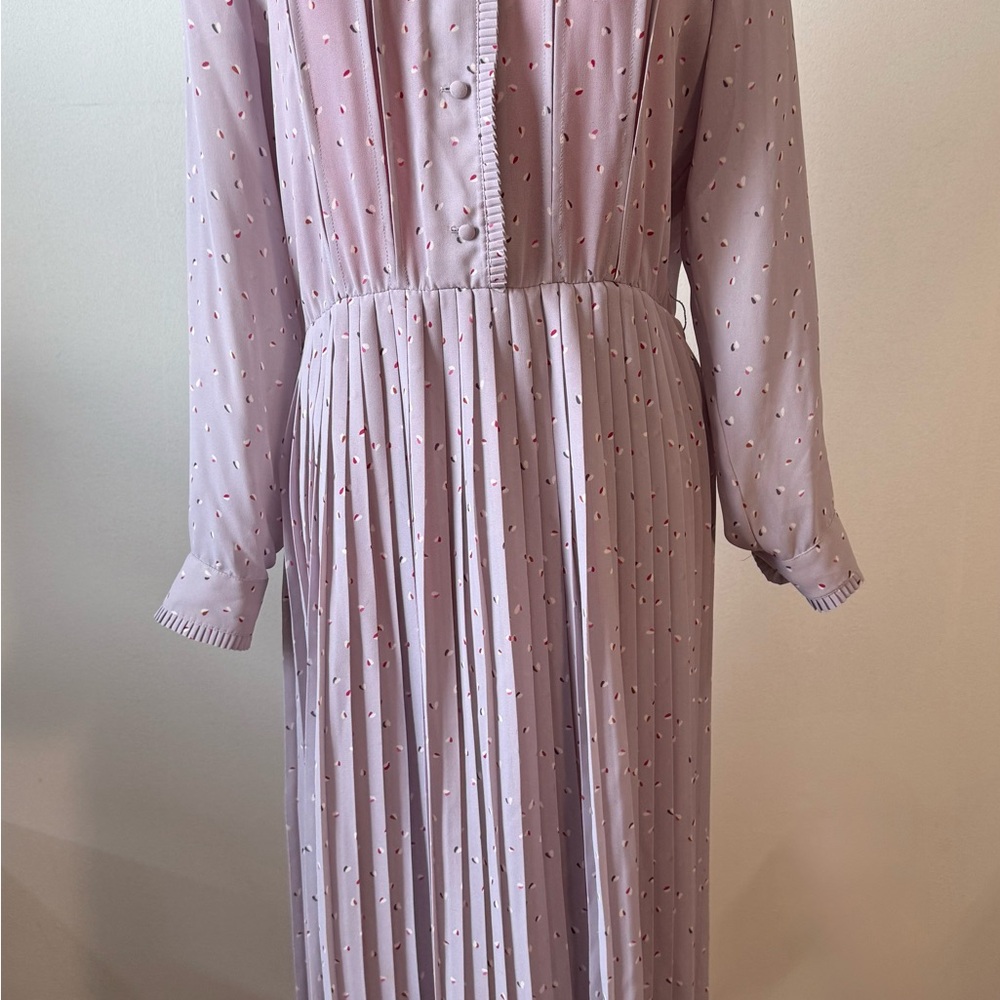VINTAGE  Lavender Button-Down Dress Semi-Sheer